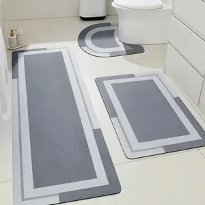 ACCUMTEK Non Slip Bath Mat 1/2/3 Piece, Quick-Dry,Thin Bathroom Rugs Fit Under Door, Machine Washable Bath Rugs for Bathroom, Bathtub & Kitchen