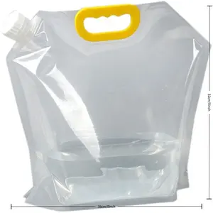 Collapsible Freezable Water Bag with Handle, Plastic Water Holder, Portable Foldable Water Container for Outdoor Sports, Camping, Hiking, Cycling - Food Grade