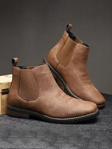 Men's Mid-Calf Boots PU Leather Upper Rubber Sole Casual Daily Wear Shoes, Comfortable and Stylish Footwear for Everyday Use