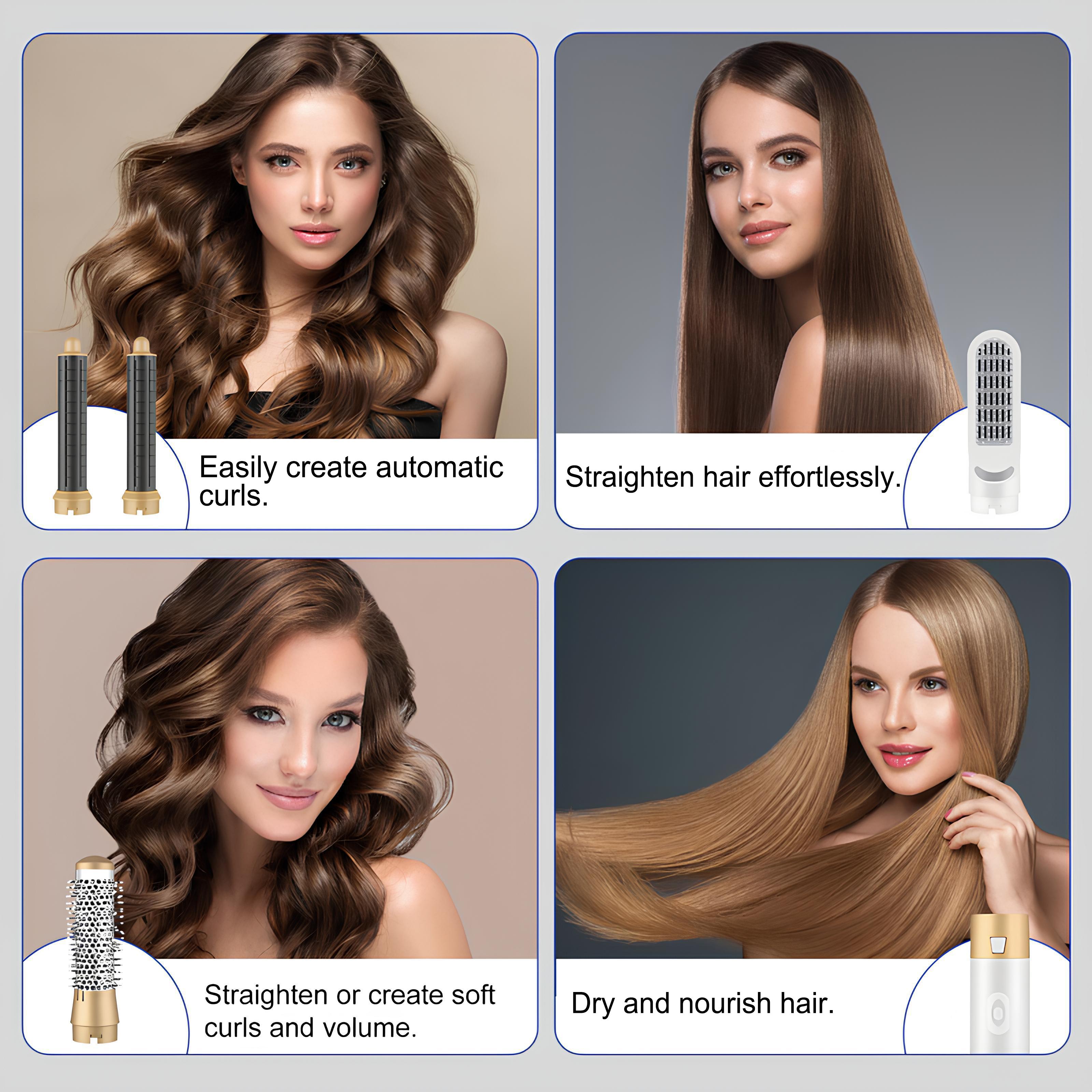 DOEAST US Seller 5-in-1 Hair Styler & Hair Dryer Set with Millions of Negative Ions Features Auto Hair Curler, Detachable Comb Heads, Curling Iron, Hair Straightener, Volumizer, Hot Air Brush & Air Curler All-in-One Hair Styling Tools,  Gift for Girls