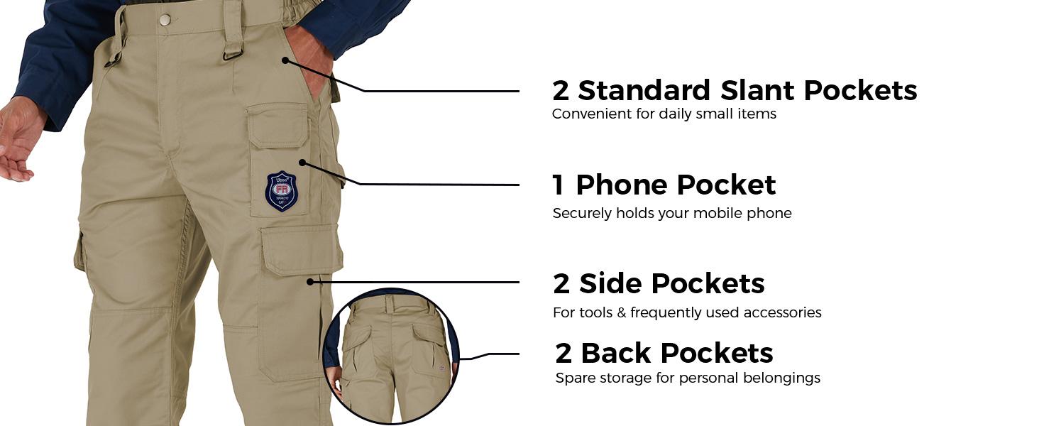 FR Pants for Men Flame Resistant Cargo Pants 7.5 oz FRC Pants Elastic Waist Fire Retardant Work Pants with 7 Pockets