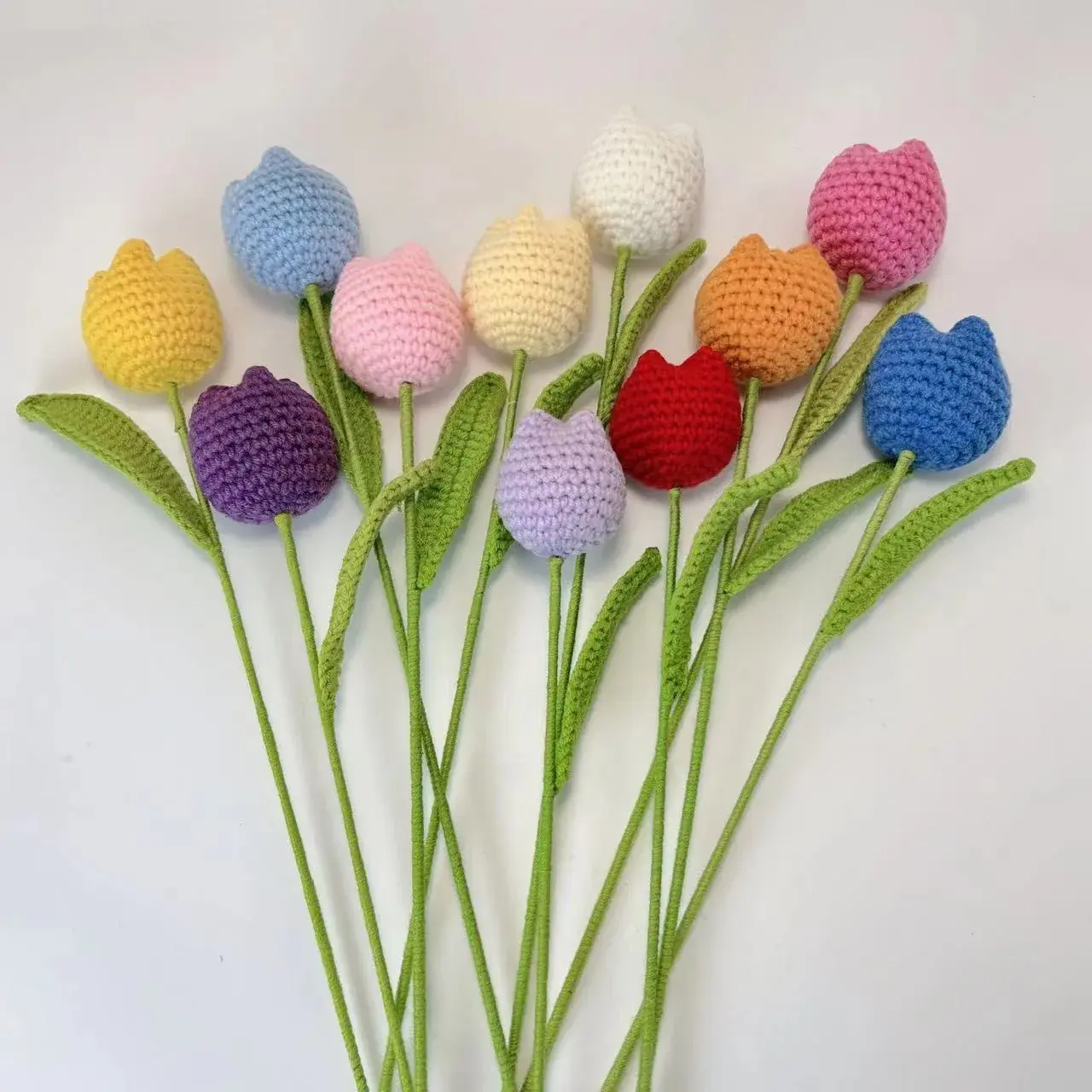 Crochet DIY Flower Bouquet | Individual Crochet Tulip Stem | Forever Flower | Handmade Artificial Flower Gift