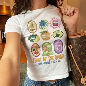 Fruit of the Spirit Baby Tee, Christian Bible Verse Fruit Youth T Shirt, Vintage Faith Tee, Galatians Religious Faith Apparel