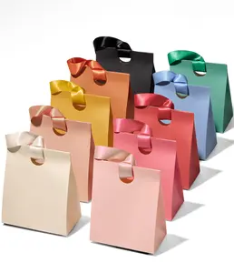 Vitalizart 10PCS Satin Gift Bags with Ribbon Handles, 5.91"×3.54"×7.28" Small Party Favor Bags, Assorted Colors Bulk Goodie Bags for Mother’s Day, Graduation, Birthday & Wedding Gift Wrapping