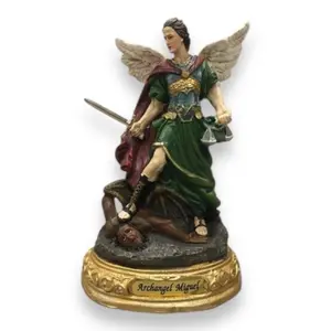 8" Resin Saint Michael Archangel Figurine, Polished Finish Religious Decoration, Home Decor Standing Ornament for Altar, Religious Gift