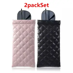 2-Pack Portable Eyeglasses Case, Thin PU Leather Sunglasses Pouch with Phone Pocket, Travel Storage Holder for Women & Girls, Pink Easter Gift & Girly Decor Spring Summer musthave, Lens Protector, Portable Sunglasses Organizer