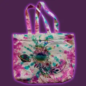 Believe in Your Magic Tote Bag – Rhinestone Script & Celestial Moon Tie Dye Tote