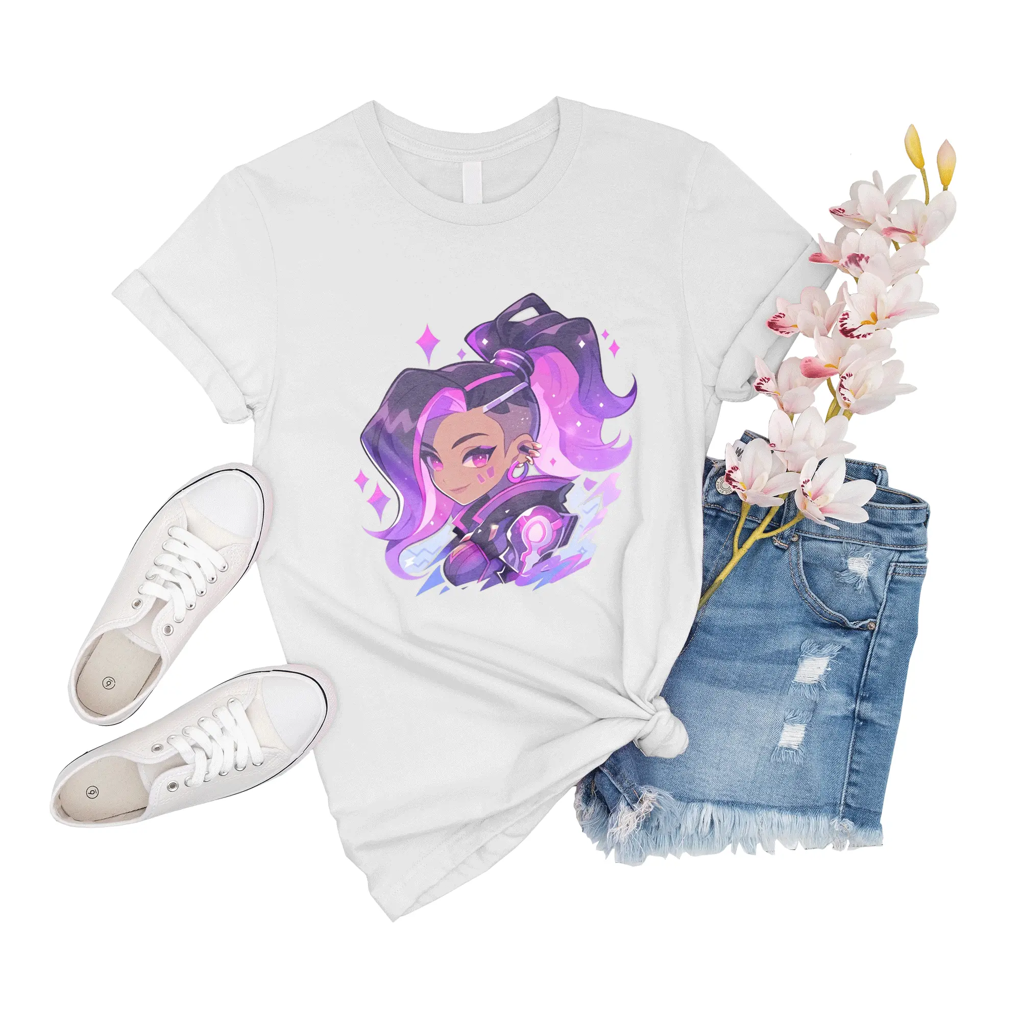 T-Shirt Unisex Reyna Valorant Edit Cute Sombra Big Novelty Family Gift For Men Short Friend Shirts Women Event Shirt