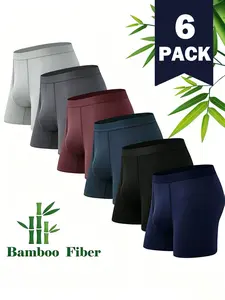 Men's Bamboo Fiber Boxer Briefs 95% Bamboo 5% Spandex Soft Breathable Comfortable Elastic Underwear Multicolor Pack of 6 for Daily Wear Athletic Use All Seasons Stylish Mens Underwear - Menswear, Day - Socks, Sport tiktokshopspringglowup