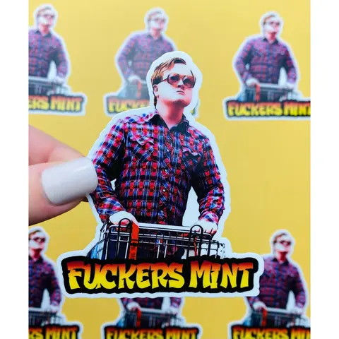 Trailer Park Boys Bubbles Sticker | Officially Licensed Bubbles Fuckers Mint Sticker | Trailer Park Boys Bubbles With A Grocery Cart