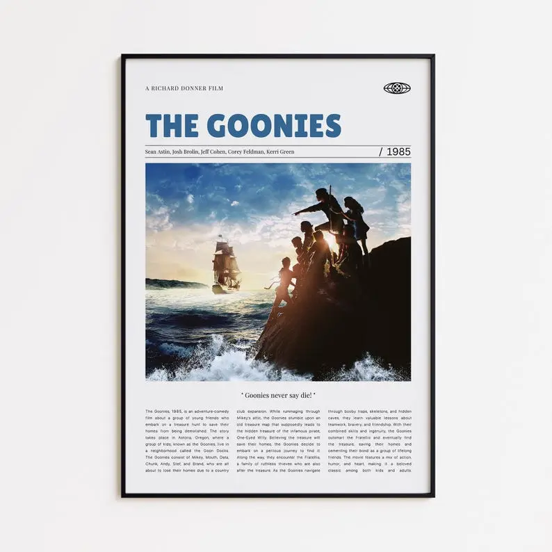 The Goonies, Richard Donner, Retro Movie Poster, Custom Movie Poster Print