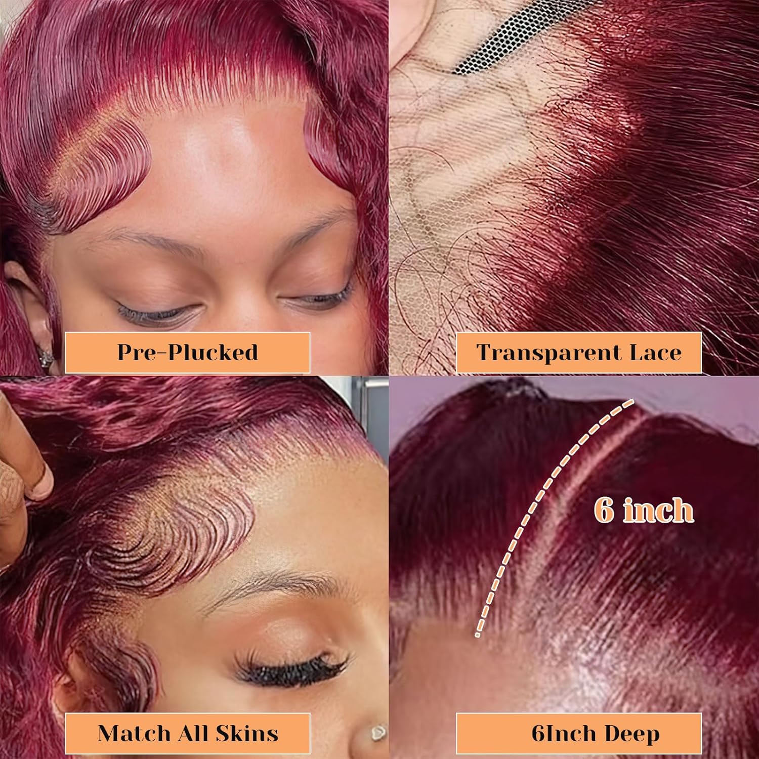 Bling Hair Burmese Curly Wig Human Hair 13x6 99J Burgundy Lace Front Wigs Human Hair 180% Density HD Lace Frontal Wigs Pre Plucked Virgin Remy Hair Burgundy Wig
