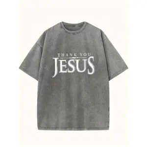 Yito Life Aicd Wash Tshirt Unisex Acid Wash 230G Heavyweight "Thank You for Choosing" Graphic Print Tee, Vintage Washed Cotton Crew Neck Short Sleeve Regular Fit Summer Casual Holiday Gift Wear