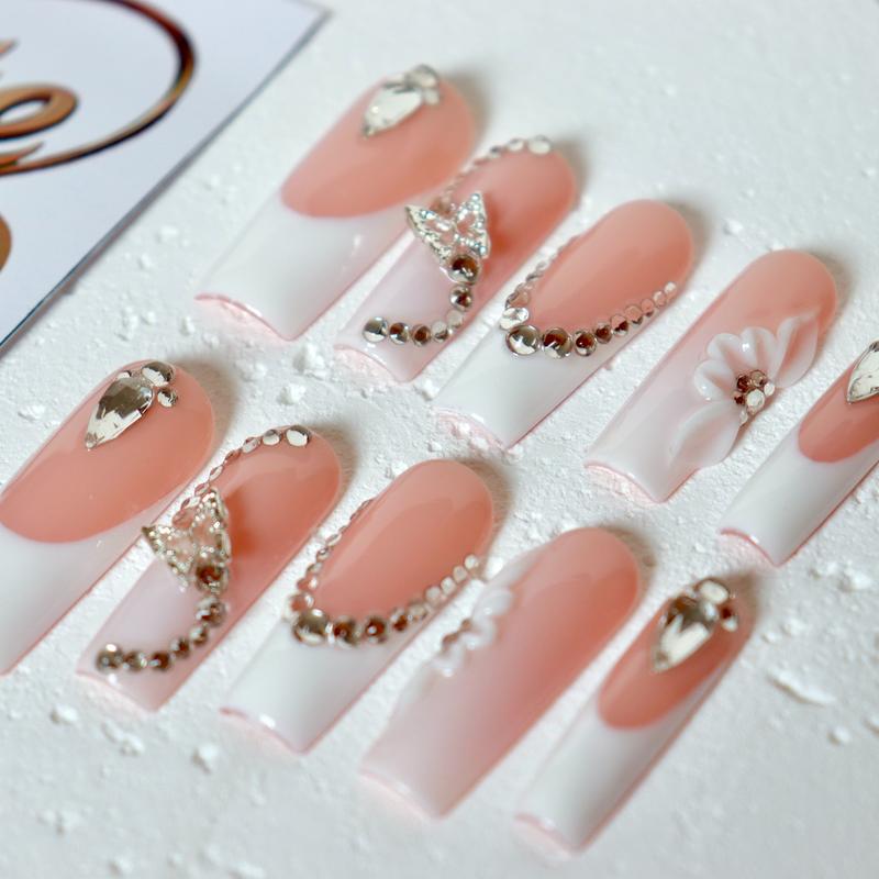 Create Grace French Paris Square Collection hand drawn 10PCS Handmade PressOn Nails REUSABLE Gel/Acrylic  2025