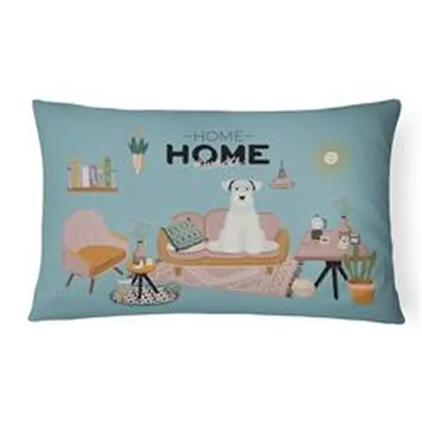 12 x 3 x 16 in. White Miniature Schnauzer Sweet Home Canvas Fabric Decorative Pillow
