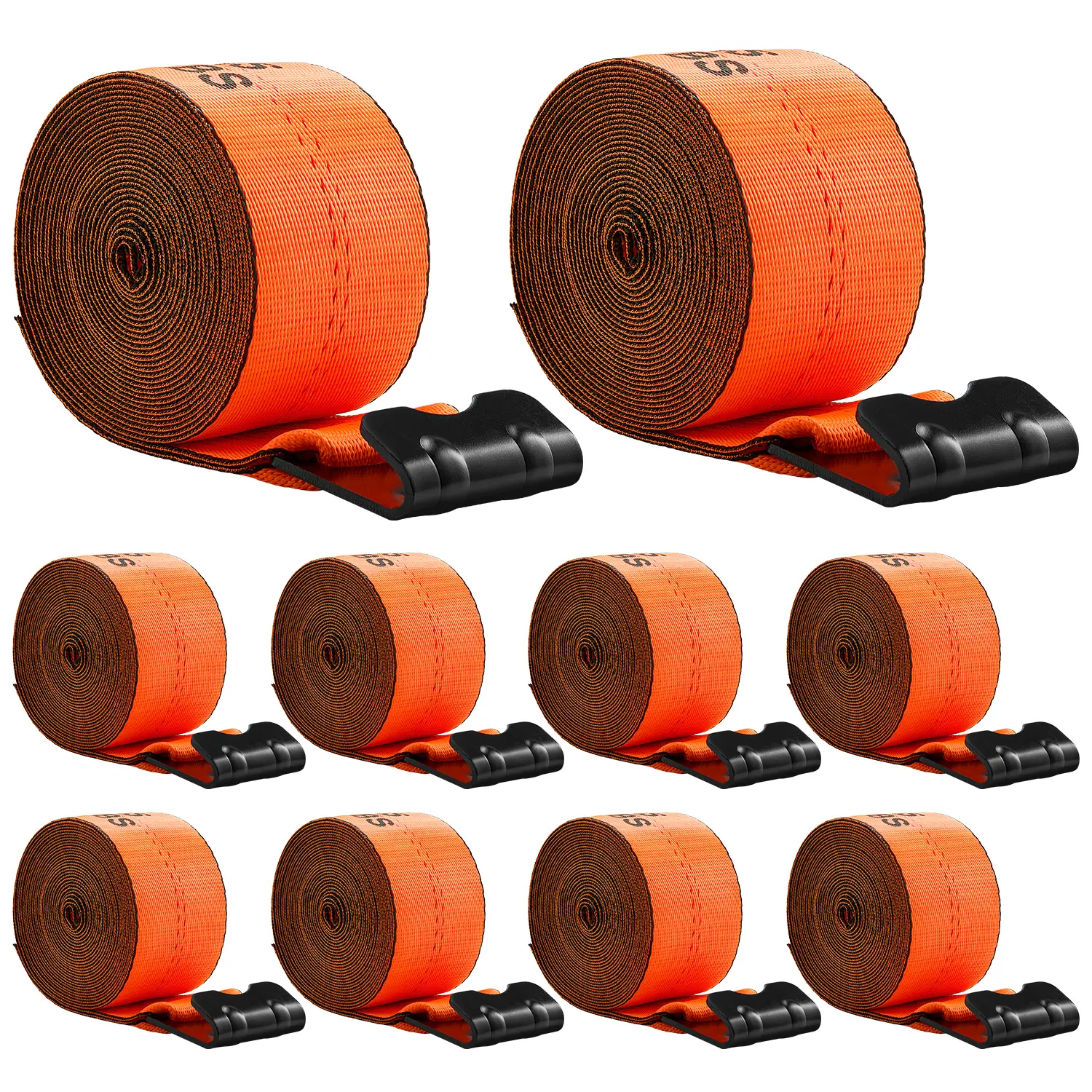 【BackToSchool】VEVOR Winch Straps, 4 in x 30 ft Truck Straps with Flat Hook, 10 Pack Heavy Duty Trailer Straps with 18000 lbs Break Strength, Cargo Tie-Down Straps, for Flatbeds, Trucks, Trailers, Farms & Rescues