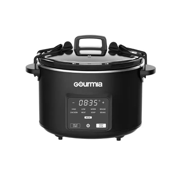 Gourmia Programmable Slow Cooker 4.5 Qt with Digital Controls and Auto Keep Warm, Black