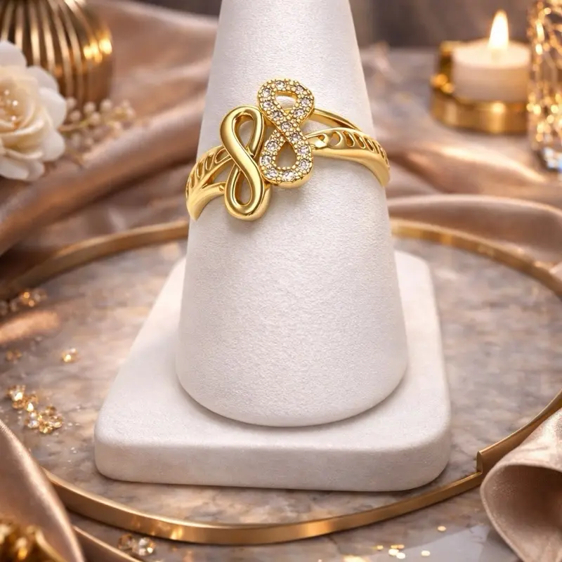 Sortija Infinito Oro Laminado 14k Ajustable