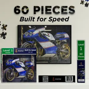 Anchor Built for Speed Level 1 60-Piece Motorcycle Scene Memory Game for Adults with Dementia Seniors & Therapy Use 9.5x12" Focus Solve Succeeded
