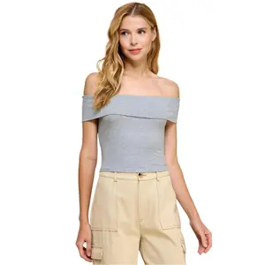 Off Shoulder Ribbed Top Casual Comfort