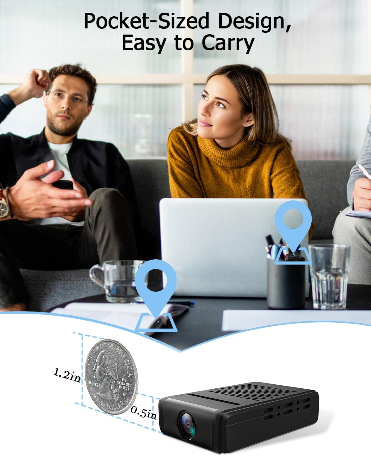 L31 Hidden Mini Security Camera WiFi Wireless Motion Detection Indoor Surveillance Nanny Cam Home Baby Pet Monitor Cloud SD Card Recording with Infrared Night Vision Spy High-Definition Recorder Magnetic Rechargeable