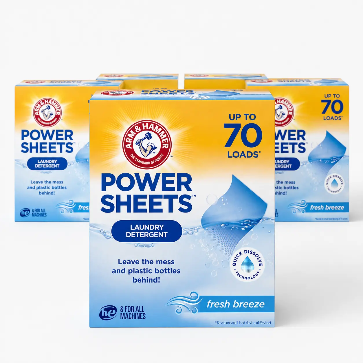 Arm and Hammer Power Sheets Laundry Detergent, Fresh Breeze Scent, 35-Count Pre-Measured Sheets for Baby Care
