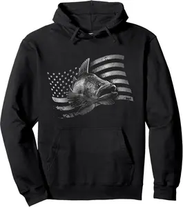 USA Flag Walleye Fishing Design Pullover Hoodie