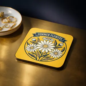 Summer Flowers coaster | Hardboard Back Coaster, daisy floral design