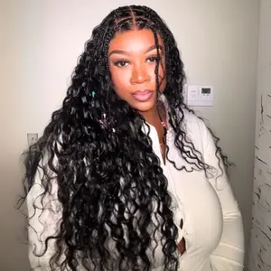 【50% OFF NOW 】Pre Box Braided Pre Cut Gluless Lace Boho Curly Wig Human Hair 7X6 Lace Water Wave Wigs Ready to Go Pre Hairstyle Pre Bleached#GiftedInLove