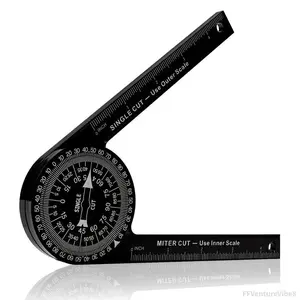 Aluminum Miter Saw Protractor |     7-Inch Rust Proof Angle Finder Featuring Precision Laser Engraved Scales Professional Miter Saw Protractor with Measuring Rulers for Angle Finder Carpentry, Crown Molding Tool & Baseboard building trade men FFVentureVib