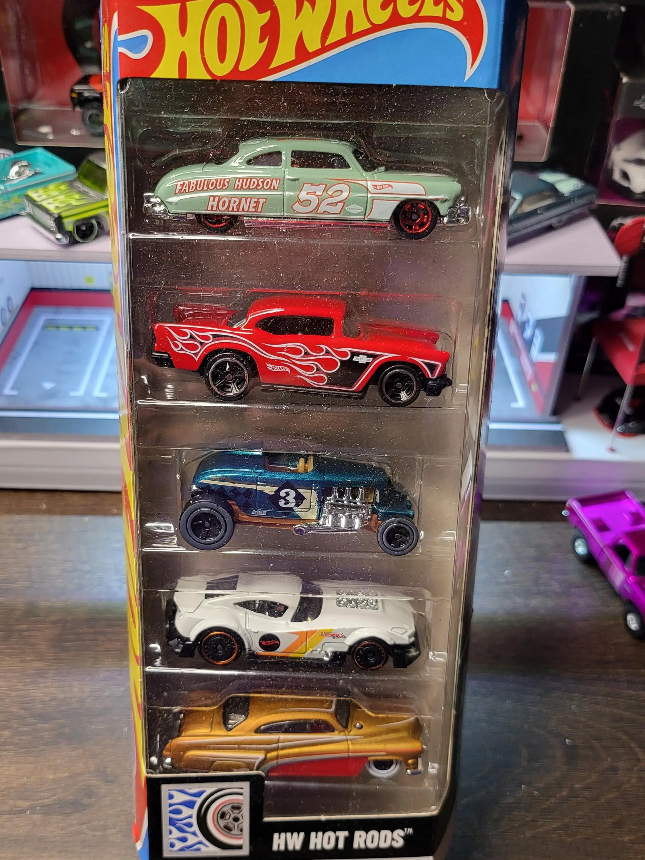 Hot Wheels 2026 HW Hot Rods Collector's Edition 5-Pack 1:64 Scale Die-Cast Metal Model Cars - Mercury, Hudson Hornet Multipack with Friction Function, Unopened Box Set of 5 Cars for Boys and Girls