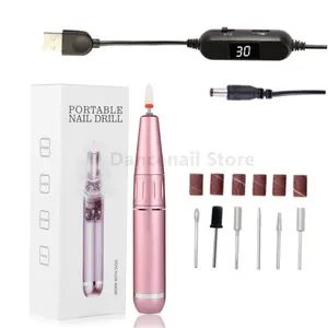 Portable Electric Nail Drill USB e-File Nails Machine with LCD Digital Display for Acrylic Nails Glazing Grinder Professional Manicure Pedicure Cuticle Remover Gel Polish Gift Women Home Salon