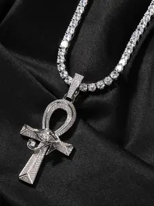 Spring New Horus Eye Ankh Cross Pendant Vintage Versatile Jewelry Ankh Necklace, Boho Style Ethnic Pattern, Copper Chain Material, All Seasons