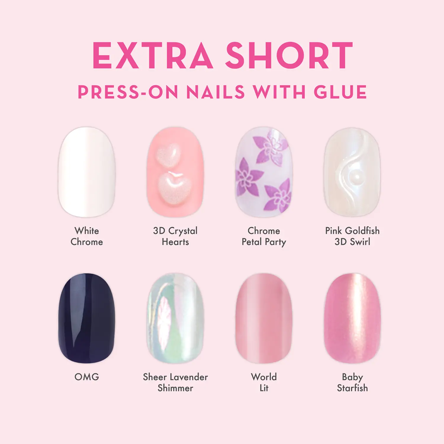 Extra Short Press-On Nails with Glue