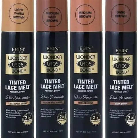 Tinted Lace Melt Aerosol Spray - 3.38 oz / 100ml Lightweight Unisex Adults’ Haircare Styling Product, Natural Blend, Complexion Coverage, No-See Hair Control (Contains Aerosol, Lace Melt Spray Mousse & Gel, Lightweight Texture Mousse & Gel)