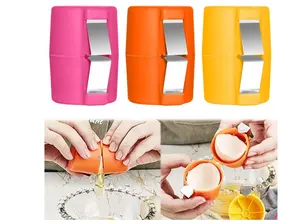 3Pcs Egg Shell Opener, 2025 New Egg Cracker Tool for Raw Eggs, Hard Boiled Egg Peeler Egg Cube Egg Separator Handheld, Stainless Steel Eggshell Breaker Egg Shell Cutter Kitchen Gadgets