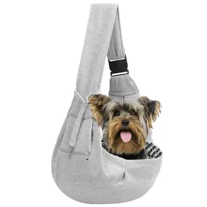 Adjustable Dog Sling Carrier for Small Dogs, Cats and Poodles, Hands-Free Pet Carrier with Safety Harness and Zipper Pocket, Poodle