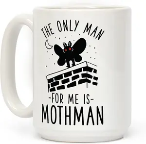 [2025 Halloween Gift] Mothman Coffee Cups - Funny Mugs Adult Humor, Double-Sided Print Ceramic Cups for Cryptid Lovers, Dishwasher Safe Novelty Mugs for Women & Men, Unique Cups, 11oz 15 oz
