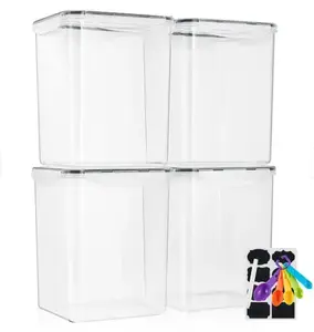 Airtight Dry Food Storage Containers with Lids, Labels and Marker BPA Free Kitchen Pantry Organizer - 4 Pack