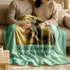 1 piece Wedding wishes at a vintage-style ball themed flannel blanket - All-season comfortable flannel blanket in modern style, suitable for sofas and beds, digital printing, super soft and warm, 100% polyester material, machine washable, suitable
