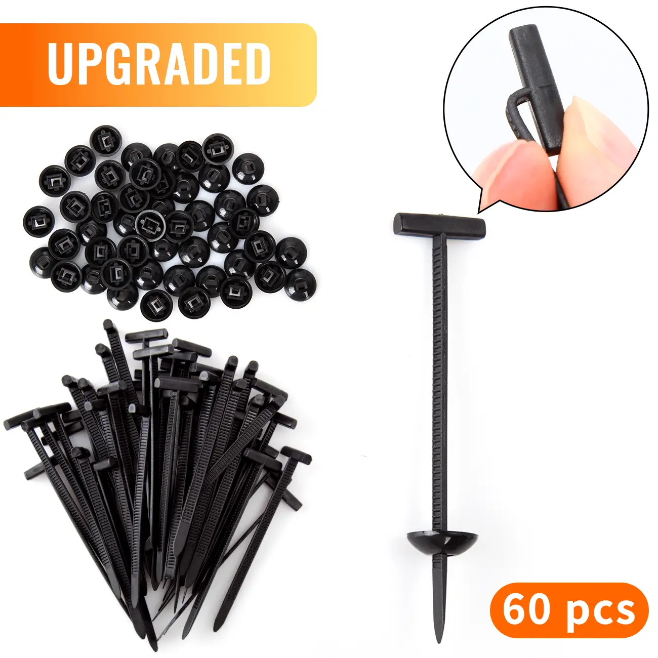 60 Pcs Nylon Universal Cable Tie Buckle, Upgraded Foldable Heavy Duty Self-Locking Nylon Zip Ties Holder, Multifunctional Cable Tie Buckle for Car Dai