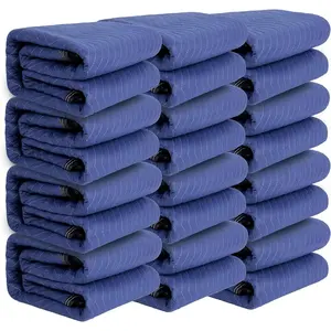 Packing & Moving Blanket - 80" x 72" 40 lb/dz - Professional Quilted Shipping Thick Furniture Pad (Blue 12 Pack)