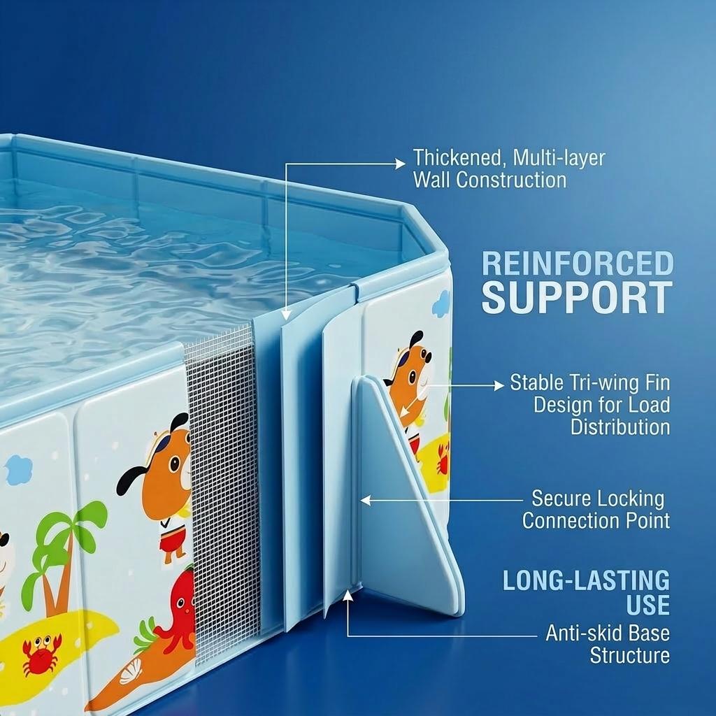 S7287504409 Newly Upgraded 66.92in Extra Large Rectangular Heavy-Duty Frame-Style Non-Inflatable Swimming Pool, Thick Durable Design for Home/Yard/Balcony, Easy Setup, Foldable, Portable for Summer Cooling, Enhances Durability and Safety