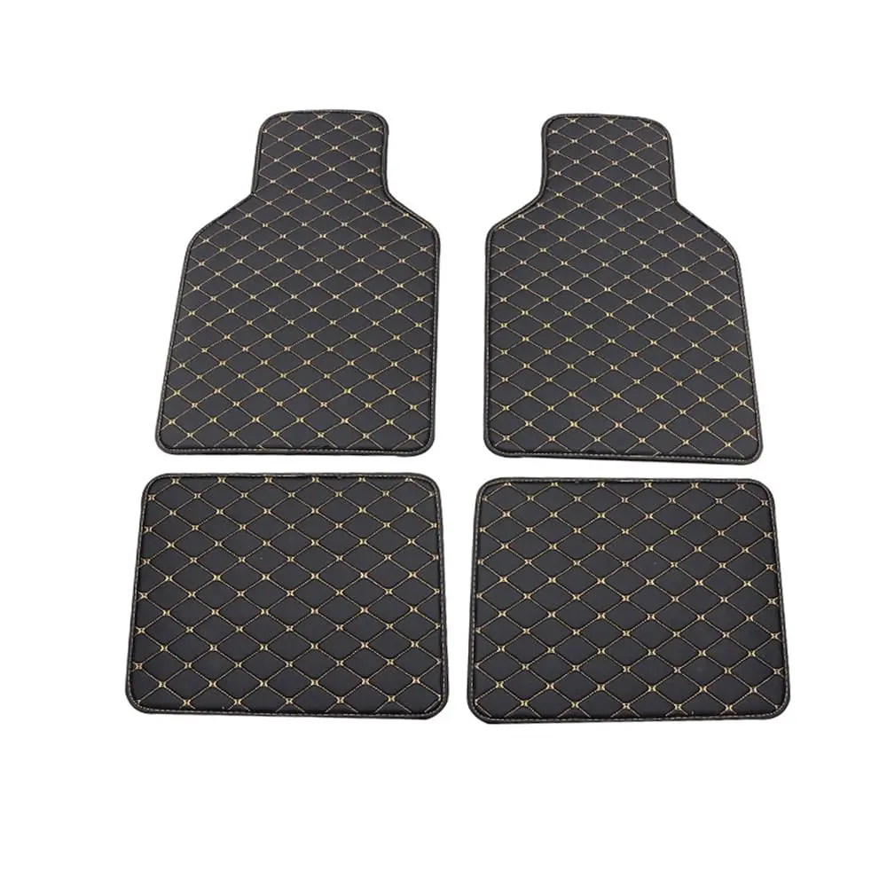 4-Piece PU Leather Car Floor Mats Set, Tool-Free Full Coverage Front & Back Pads, All-Weather Automotive Interior Accessory Kit for Most Vehicles, Pu Leather Mat, Mat Floor Mats