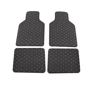 4-Piece Leather Car Floor Mats Set, Car Interior Kit, Tool-Free Full Coverage Front & Back Pads, All-Weather Fit for Most Vehicles, Automotive Interior Accessory