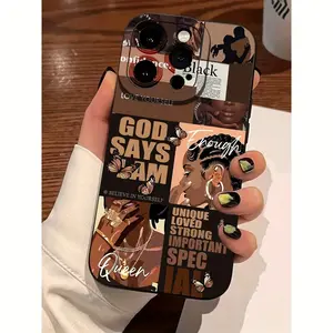 Black girl splicing black pupil eyes full anti-drop soft case simple suitable for Iphone17 17Air 16 15 14 13 12 11 Promax Pro Plus phone case Cellphone Protection Cover Screen Protector