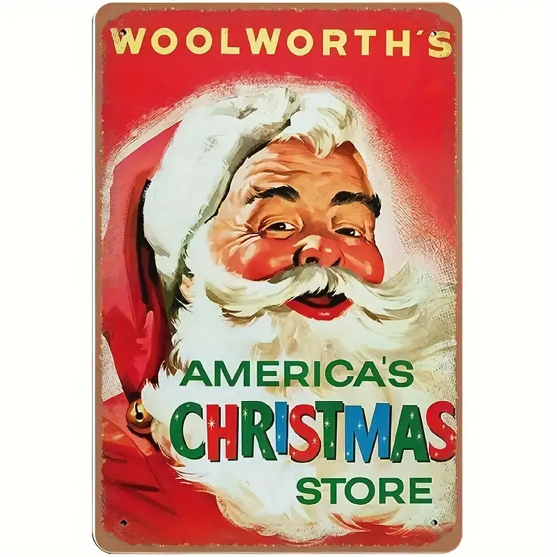 1-Piece 1950's American Retro Metal Christmas Shopping Tin Sign - Santa Claus Wall Art, Festive Christmas Decor, Holiday Decor, Collectibles for Farmhouse Home (8x12in, 20x30cm)