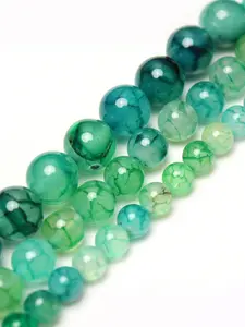 1strand Natural Green Dragon Veins Agate Beads, 6mm 8mm 10mm Round Crackle Gemstone Loose Beads Strand for Jewelry Making, DIY Bracelet Necklace Supplies, Bead Assortment, Diy Beading Accessories (15" Per Strand, Approx. 38-63pcs)