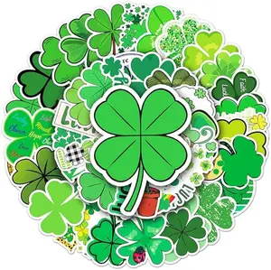 Four-Leaf Clover Vinyl Stickers, 50 Pcs, Waterproof Stickers for Laptop