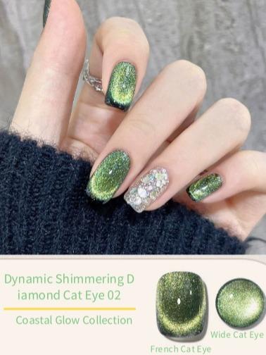 FZHI NAIL Dynamic Shimmering Diamond Cat Eye 10 Coastal Glow Collection Wide Cat Eye French Cat Eye